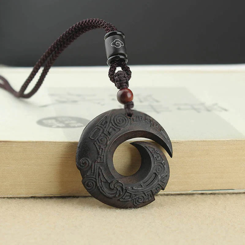 Buddha Stones Drewno Hebanowe Drzewo Sandałowe Szczęście Poprawia Wzór Projektu Naszyjnik Wisiorek Pokoju