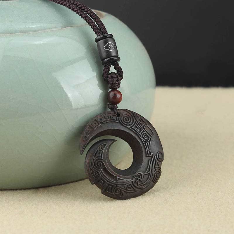 Buddha Stones Drewno Hebanowe Drzewo Sandałowe Szczęście Poprawia Wzór Projektu Naszyjnik Wisiorek Pokoju - Image 8