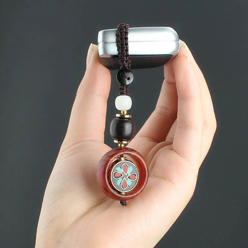 Buddha Stones, drewno hebanowe, sanskrycka, czterolistna koniczyna, oko Buddy, obrotowy brelok do kluczy - Image 12