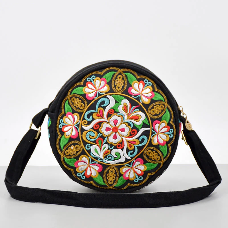 Buddha Stones Drzewo Pieniędzy Galsang Inula Kwiat Piwonia Róża Paw Dwustronny Haft Płótno Torebka Na Zakupy Torebka Torebka Crossbody