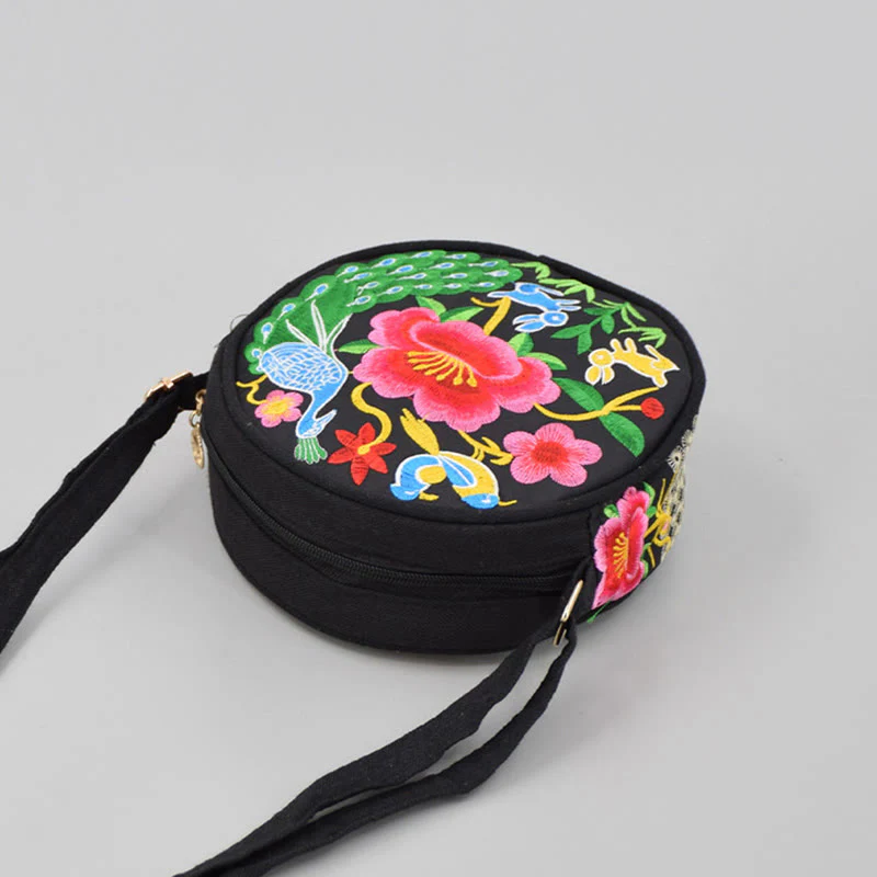 Buddha Stones Drzewo Pieniędzy Galsang Inula Kwiat Piwonia Róża Paw Dwustronny Haft Płótno Torebka Na Zakupy Torebka Torebka Crossbody - Image 11