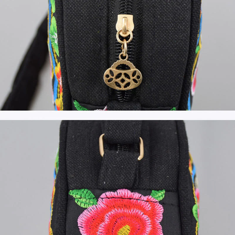 Buddha Stones Drzewo Pieniędzy Galsang Inula Kwiat Piwonia Róża Paw Dwustronny Haft Płótno Torebka Na Zakupy Torebka Torebka Crossbody - Image 15
