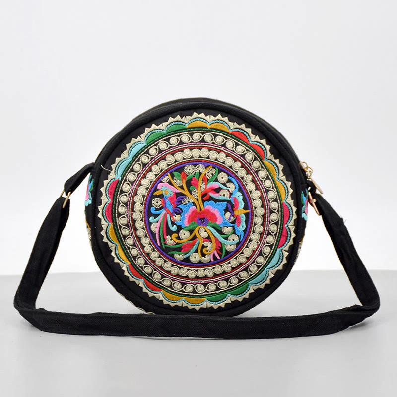 Buddha Stones Drzewo Pieniędzy Galsang Inula Kwiat Piwonia Róża Paw Dwustronny Haft Płótno Torebka Na Zakupy Torebka Torebka Crossbody - Image 16