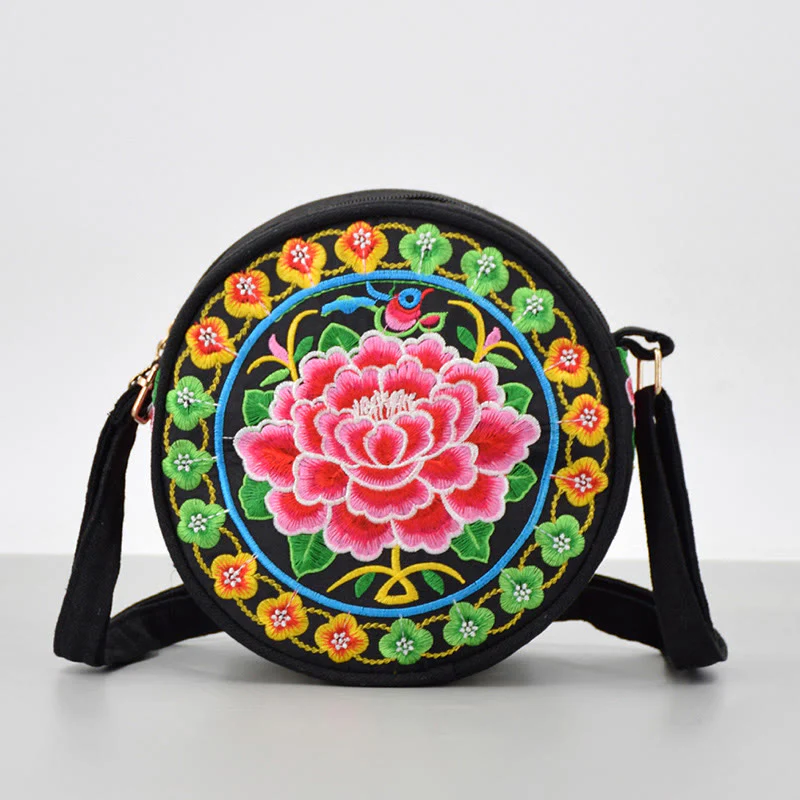 Buddha Stones Drzewo Pieniędzy Galsang Inula Kwiat Piwonia Róża Paw Dwustronny Haft Płótno Torebka Na Zakupy Torebka Torebka Crossbody - Image 17