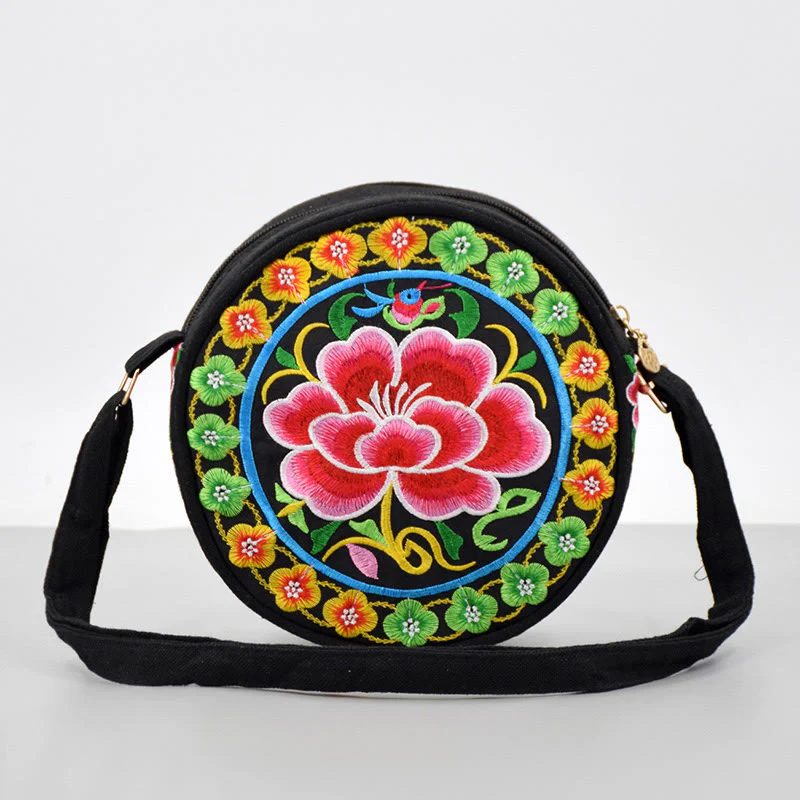 Buddha Stones Drzewo Pieniędzy Galsang Inula Kwiat Piwonia Róża Paw Dwustronny Haft Płótno Torebka Na Zakupy Torebka Torebka Crossbody - Image 19