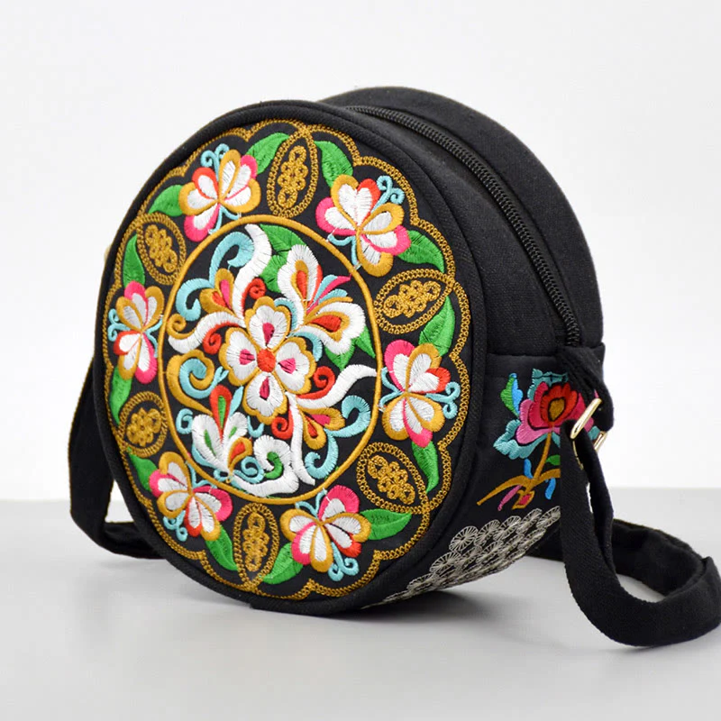 Buddha Stones Drzewo Pieniędzy Galsang Inula Kwiat Piwonia Róża Paw Dwustronny Haft Płótno Torebka Na Zakupy Torebka Torebka Crossbody - Image 2