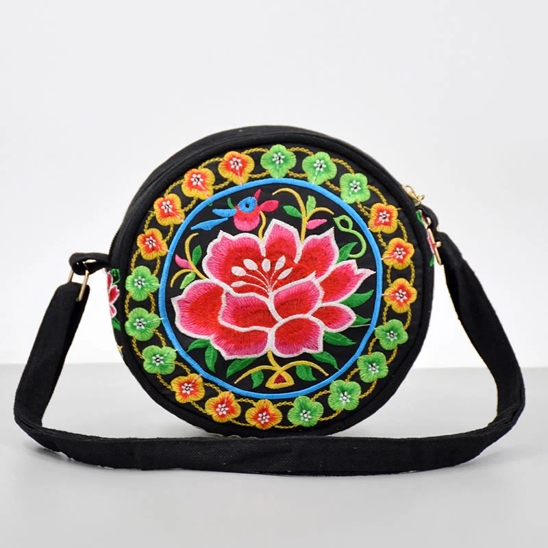 Buddha Stones Drzewo Pieniędzy Galsang Inula Kwiat Piwonia Róża Paw Dwustronny Haft Płótno Torebka Na Zakupy Torebka Torebka Crossbody - Image 20