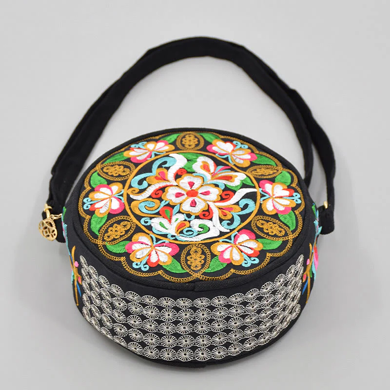 Buddha Stones Drzewo Pieniędzy Galsang Inula Kwiat Piwonia Róża Paw Dwustronny Haft Płótno Torebka Na Zakupy Torebka Torebka Crossbody - Image 3