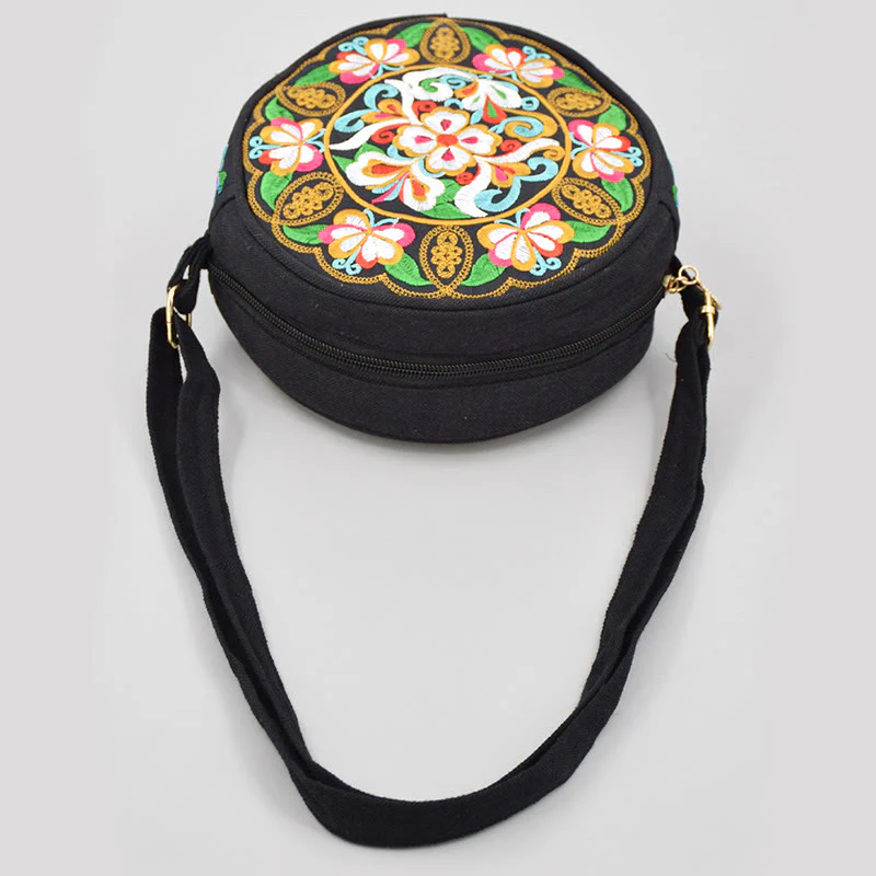Buddha Stones Drzewo Pieniędzy Galsang Inula Kwiat Piwonia Róża Paw Dwustronny Haft Płótno Torebka Na Zakupy Torebka Torebka Crossbody - Image 4