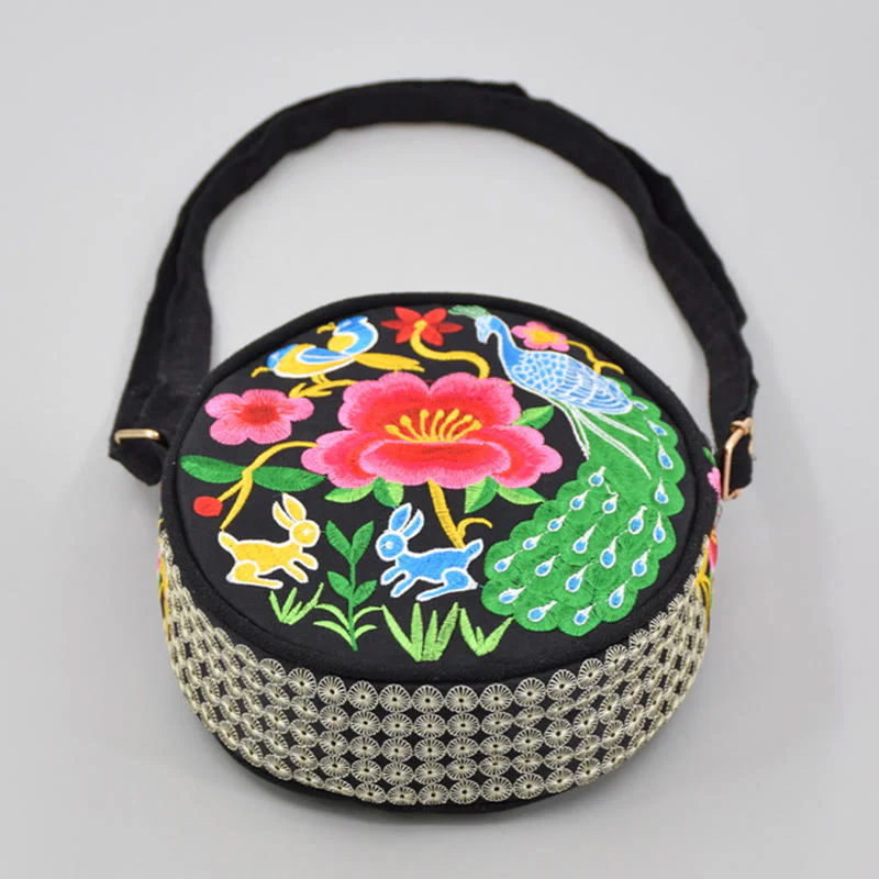 Buddha Stones Drzewo Pieniędzy Galsang Inula Kwiat Piwonia Róża Paw Dwustronny Haft Płótno Torebka Na Zakupy Torebka Torebka Crossbody - Image 9