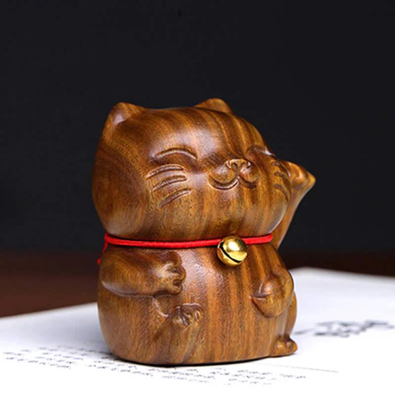 Buddha Stones Drzewo Sandałowe Małe Mini Słodkie Szczęśliwe Koty Dekoracje Pokoju - Image 11