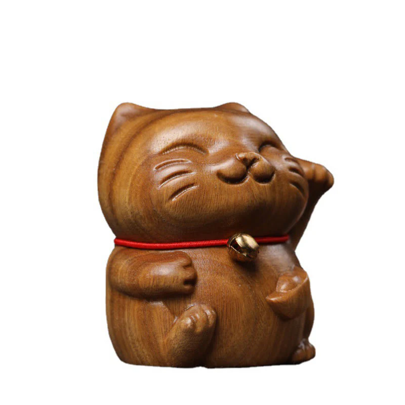 Buddha Stones Drzewo Sandałowe Małe Mini Słodkie Szczęśliwe Koty Dekoracje Pokoju - Image 17