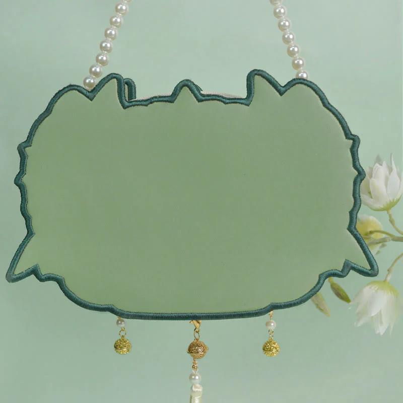 Buddha Stones Dwustronna Mityczna Bestia Bai Ze Haft Perłowy Łańcuszek Torba na Ramię Torba Crossbody - Image 4