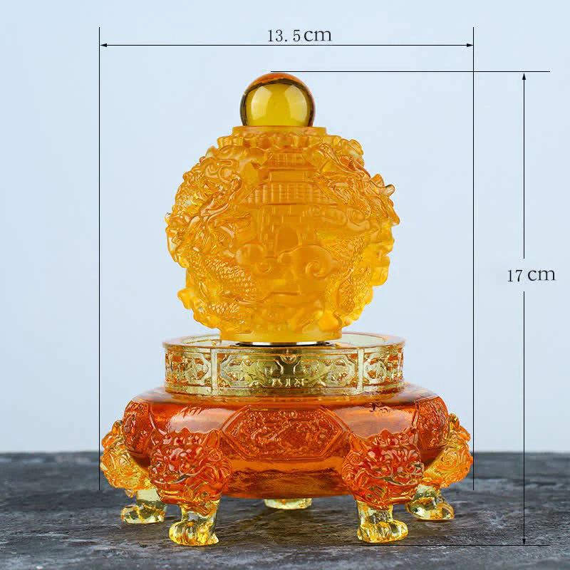 Buddha Stones Feng Shui Pomyślny Smok Ręcznie Robiony Kryształ Liuli Obrotowy Dzieło Sztuki Szczęście Dekoracja Domu i Biura - Image 11