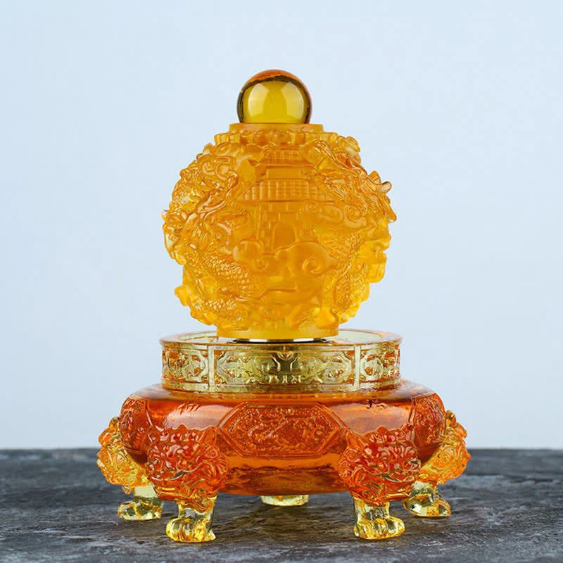 Buddha Stones Feng Shui Pomyślny Smok Ręcznie Robiony Kryształ Liuli Obrotowy Dzieło Sztuki Szczęście Dekoracja Domu i Biura - Image 7