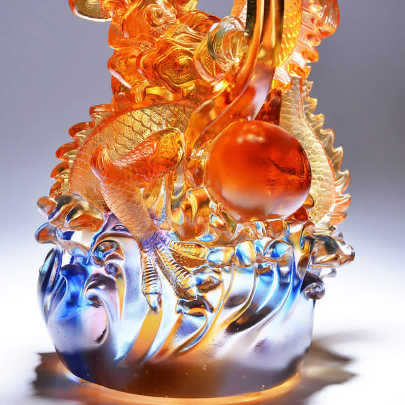 Buddha Stones Feng Shui Smok Ręcznie Robiony Kryształ Liuli Dzieło Sztuki Sukces Dekoracja Domu Biurowego - Image 6
