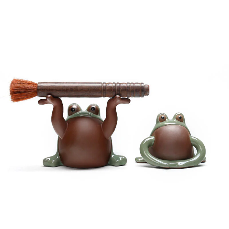 Buddha Stones FengShui Bogactwo Szczęście Słodka Żaba Ceramiczna Herbata Zwierzę Figurka Dekoracja - Image 12