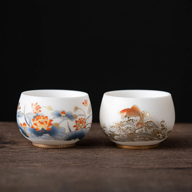 Buddha Stones Feniks Smok Lotos Jeleń Starożytny Budynek Ryba Koi Ceramiczna filiżanka do herbaty Kung Fu Filiżanki do herbaty - Image 15