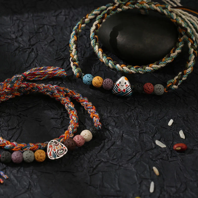 Buddha Stones Festiwal Smoczych Łodzi Kolorowa Lina Skała Lawowa Fu Charakter Ryżowe Pierożki Szczęście Pleciona Bransoletka - Image 15
