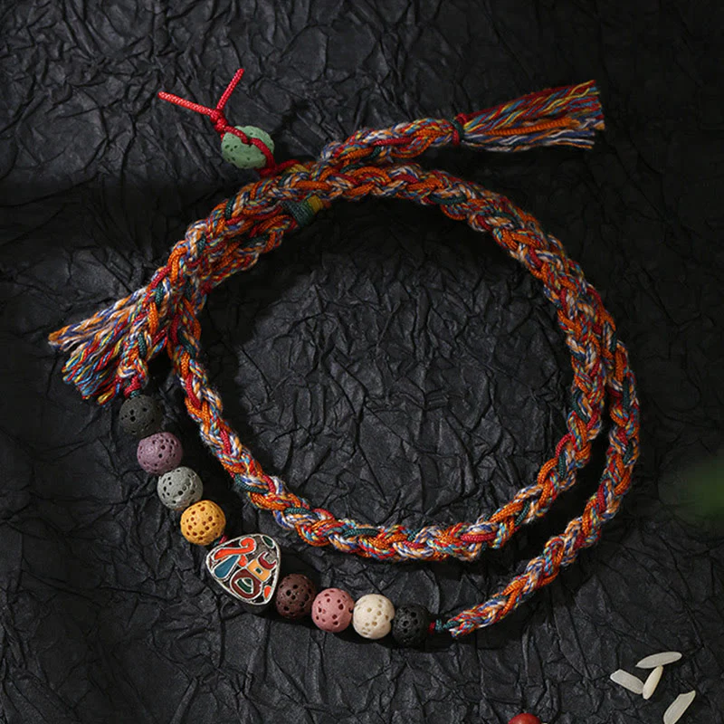 Buddha Stones Festiwal Smoczych Łodzi Kolorowa Lina Skała Lawowa Fu Charakter Ryżowe Pierożki Szczęście Pleciona Bransoletka - Image 8