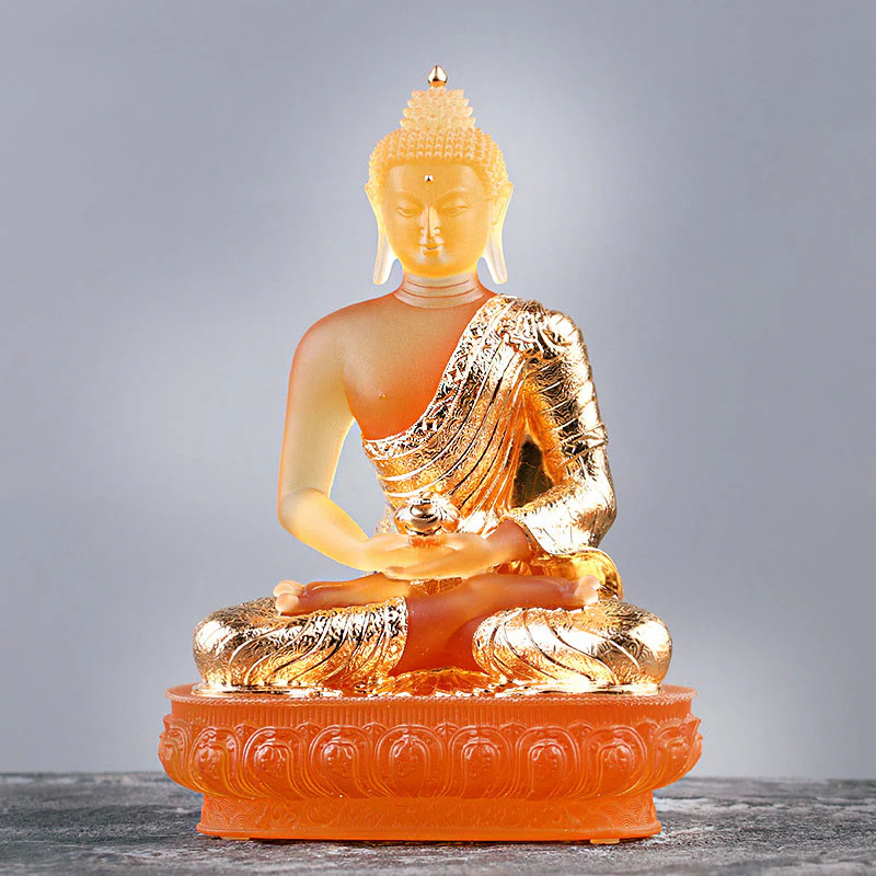 Buddha Stones Figurka Buddy wykonana ręcznie Liuli Dzieło sztuki Posąg spokoju Oferta domowa Dekoracja