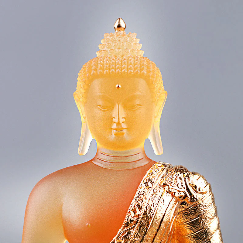 Buddha Stones Figurka Buddy wykonana ręcznie Liuli Dzieło sztuki Posąg spokoju Oferta domowa Dekoracja - Image 6