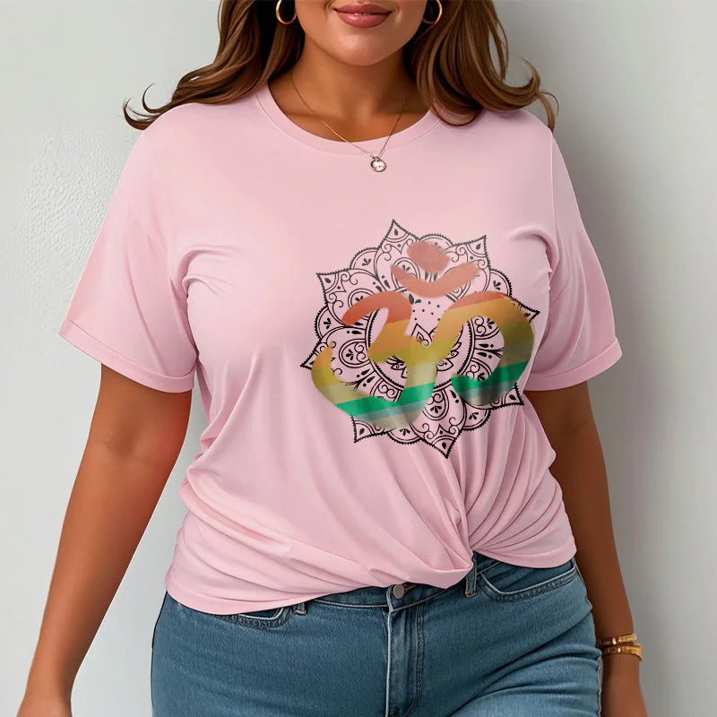 Buddha Stones Gradient-kolorowy Om Sanskryt Mandala Tło Wzór Bawełniana Koszulka T-shirt - Image 14