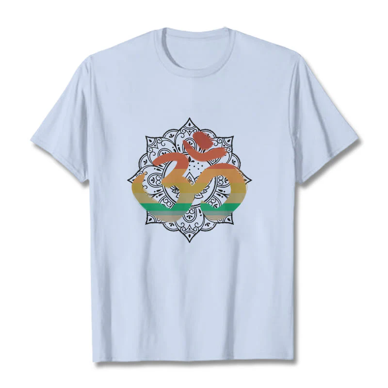 Buddha Stones Gradient-kolorowy Om Sanskryt Mandala Tło Wzór Bawełniana Koszulka T-shirt - Image 19