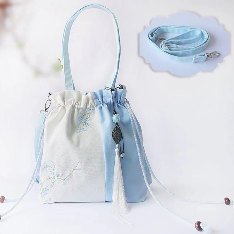 Buddha Stones Haftowane Kwiaty Trawy Wiśniowe Kwiaty Płócienna Torba Tote Crossbody Torba Na Ramię Torebka - Image 14