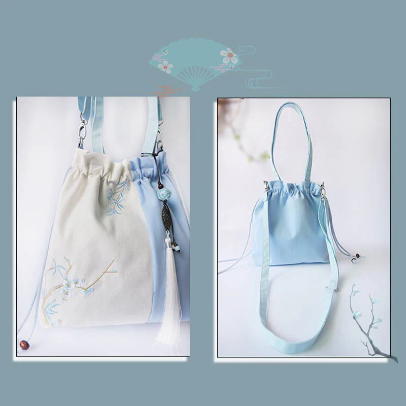 Buddha Stones Haftowane Kwiaty Trawy Wiśniowe Kwiaty Płócienna Torba Tote Crossbody Torba Na Ramię Torebka - Image 16