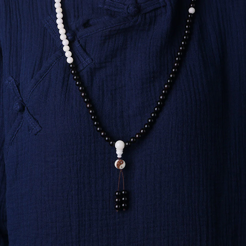 Buddha Stones Hebanowy Naszyjnik Ochronny YinYang Mala - Image 4