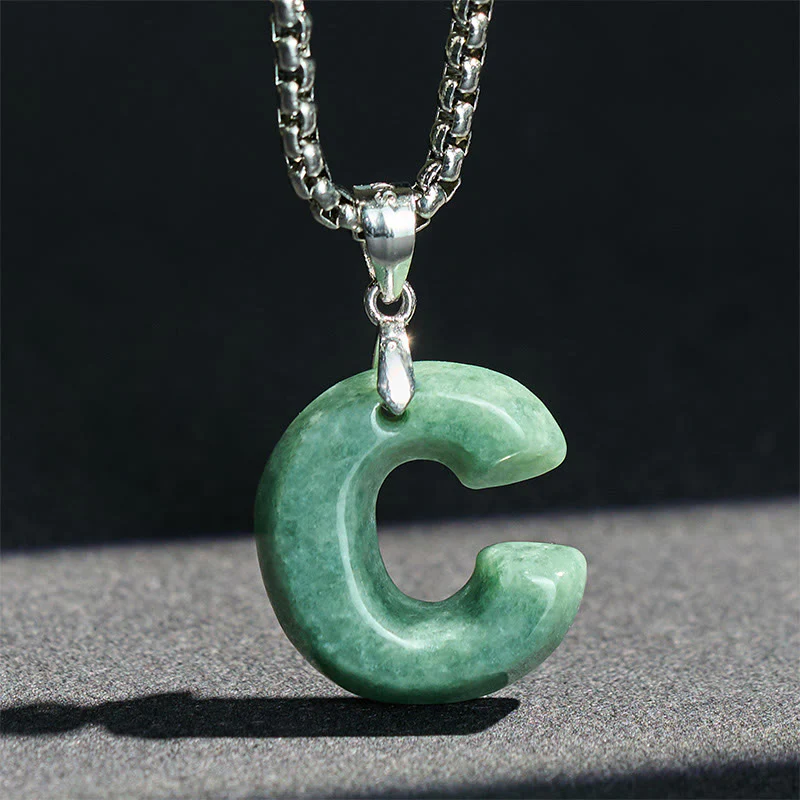 Naszyjnik z szerokim łańcuszkiem z Buddha Stones w kształcie litery AZ z jadeitu i tytanu, z wisiorkiem na znak dobrobytu - Image 11