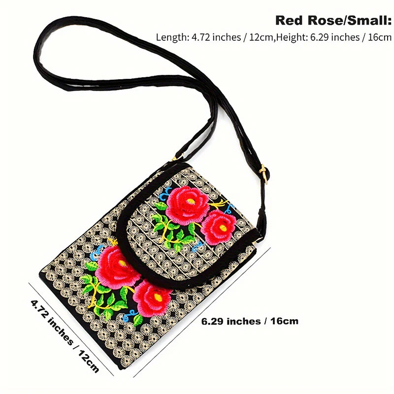 Buddha Stones Inula Kwiat Róża Haft Płócienny Plecak Torba Crossbody - Image 15