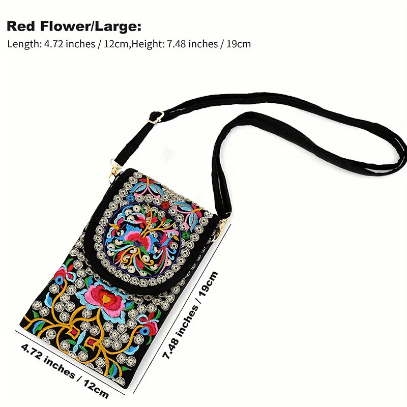 Buddha Stones Inula Kwiat Róża Haft Płócienny Plecak Torba Crossbody - Image 2
