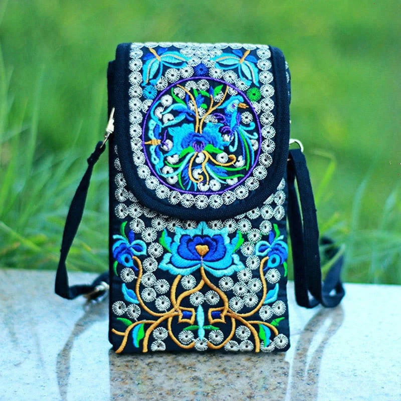 Buddha Stones Inula Kwiat Róża Haft Płócienny Plecak Torba Crossbody - Image 7