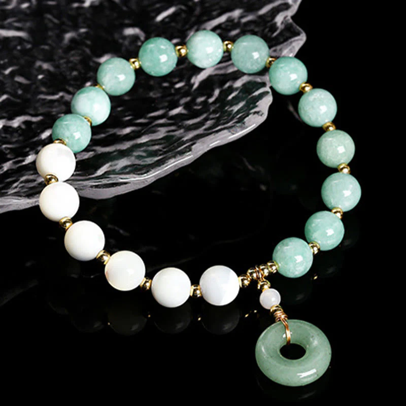 Buddha Stones Jade Trochus Podkowa Ślimak Zapięcie Pokoju Charm Bransoletka Obfitość - Image 2
