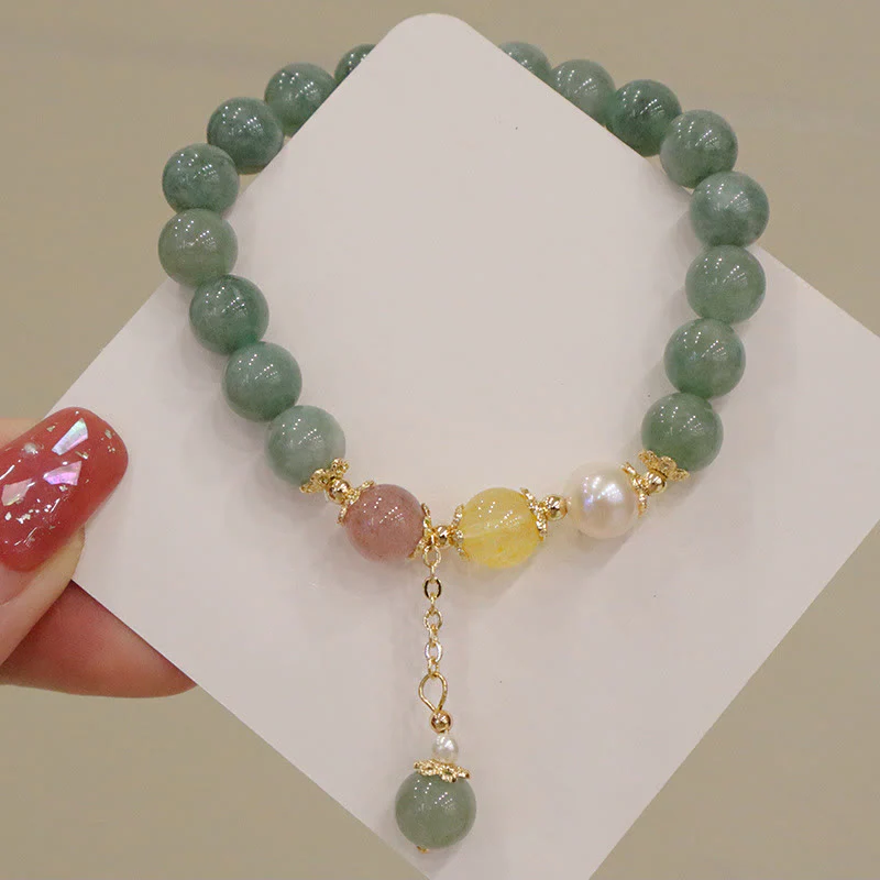 Buddha Stones Jadeit Perła Truskawka Kwarc Obfitość Szczęście Koraliki Charm Bransoletka - Image 2