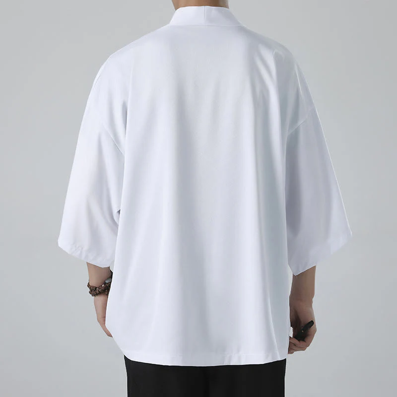 Męska kurtka kimono z odsłoniętym przodem i jednolitym kolorem „Kamienie Buddha Stones” - Image 10