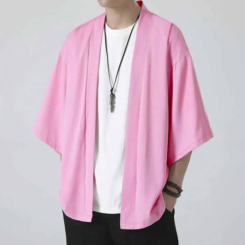 Męska kurtka kimono z odsłoniętym przodem i jednolitym kolorem „Kamienie Buddha Stones” - Image 20