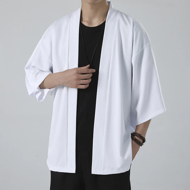 Męska kurtka kimono z odsłoniętym przodem i jednolitym kolorem „Kamienie Buddha Stones” - Image 8