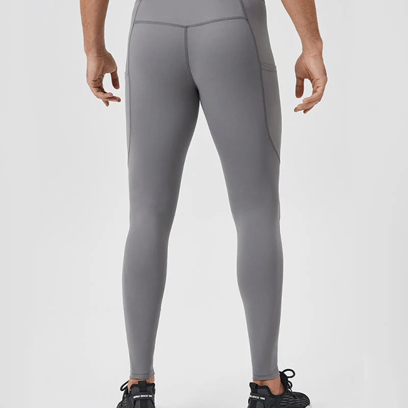 Buddha Stones Jednokolorowe Wysokie Spodnie Elastyczne Oddychające Sportowe Męskie Legginsy Z Tylną Kieszenią Na Zamek Błyskawiczny - Image 14