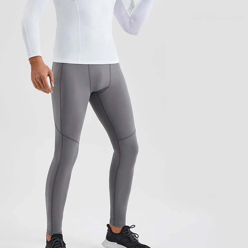 Buddha Stones Jednokolorowe Wysokie Spodnie Elastyczne Oddychające Sportowe Męskie Legginsy Z Tylną Kieszenią Na Zamek Błyskawiczny - Image 16