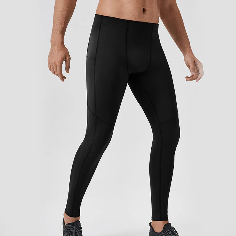 Buddha Stones Jednokolorowe Wysokie Spodnie Elastyczne Oddychające Sportowe Męskie Legginsy Z Tylną Kieszenią Na Zamek Błyskawiczny - Image 19