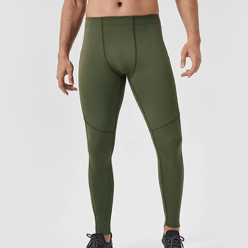 Buddha Stones Jednokolorowe Wysokie Spodnie Elastyczne Oddychające Sportowe Męskie Legginsy Z Tylną Kieszenią Na Zamek Błyskawiczny - Image 26