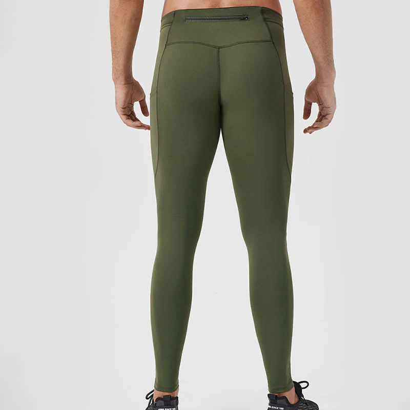 Buddha Stones Jednokolorowe Wysokie Spodnie Elastyczne Oddychające Sportowe Męskie Legginsy Z Tylną Kieszenią Na Zamek Błyskawiczny - Image 29