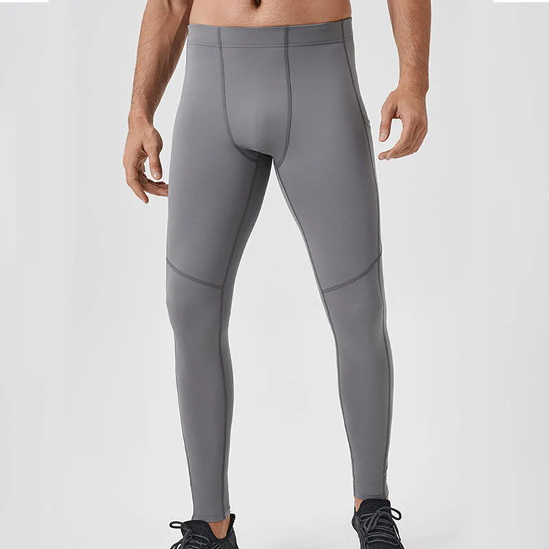 Buddha Stones Jednokolorowe Wysokie Spodnie Elastyczne Oddychające Sportowe Męskie Legginsy Z Tylną Kieszenią Na Zamek Błyskawiczny - Image 3