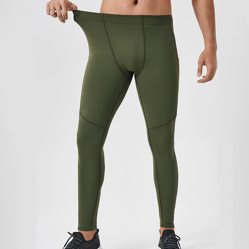 Buddha Stones Jednokolorowe Wysokie Spodnie Elastyczne Oddychające Sportowe Męskie Legginsy Z Tylną Kieszenią Na Zamek Błyskawiczny - Image 30
