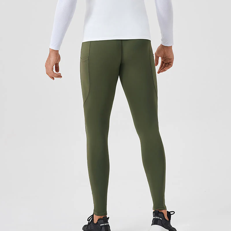 Buddha Stones Jednokolorowe Wysokie Spodnie Elastyczne Oddychające Sportowe Męskie Legginsy Z Tylną Kieszenią Na Zamek Błyskawiczny - Image 32