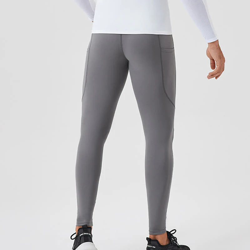 Buddha Stones Jednokolorowe Wysokie Spodnie Elastyczne Oddychające Sportowe Męskie Legginsy Z Tylną Kieszenią Na Zamek Błyskawiczny - Image 8