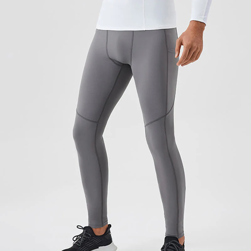 Buddha Stones Jednokolorowe Wysokie Spodnie Elastyczne Oddychające Sportowe Męskie Legginsy Z Tylną Kieszenią Na Zamek Błyskawiczny - Image 9